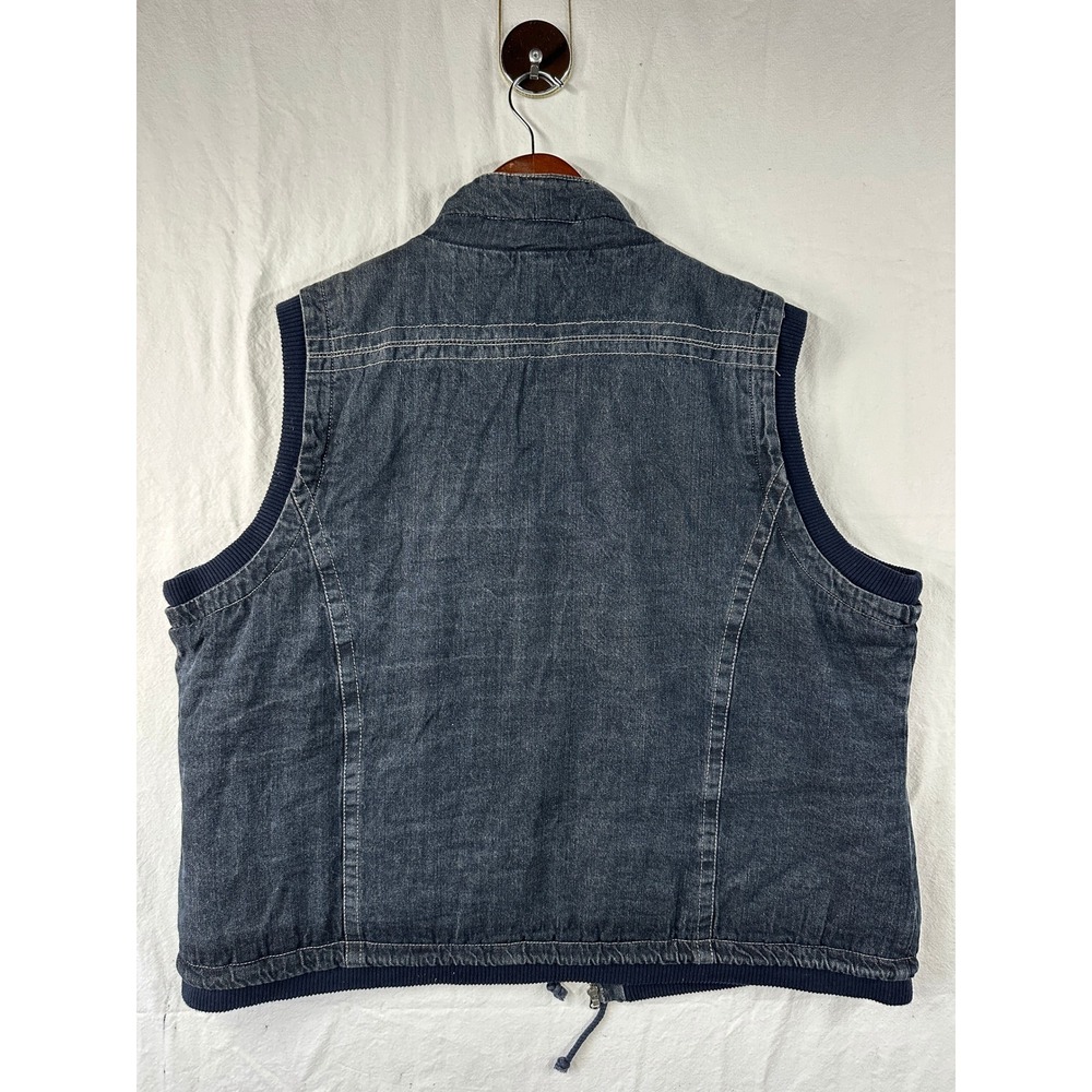 Vintage Natural Reflections Womens 3X Denim Vest Plaid Lined Dark Wash Full Zip - Picture 2 of 6
